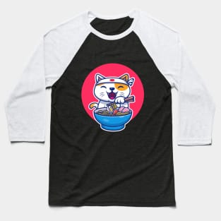 Cute cat eating ramen Baseball T-Shirt